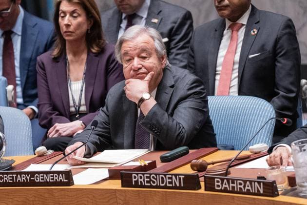 April 27, 2026, Bronx, New York, USA: Secretary-General Antonio Guterres participates Security Council meeting on Maritime Security at UN Headquarters in New York, NY on April 27, 2026 as Iran closed down Strait of Hormuz following conflict with USA and Israel. About 20% of world supply of oil going to markets through the strait. Bronx USA  - ZUMAr339 20260427_znp_r339_016 Copyright: xLevxRadinx