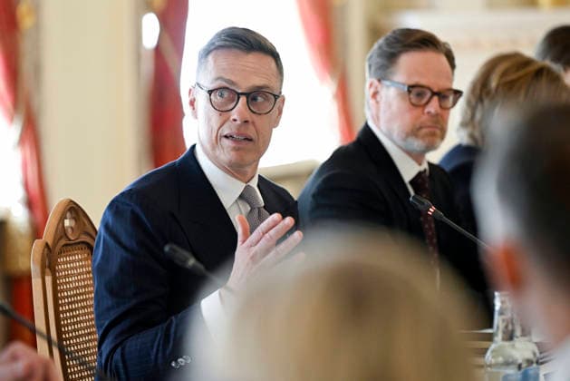 LKS 20260428 Finland s President Alexander Stubb during the delegation meeting of the state visit of the Estonian presidential couple in the Presidential Palace in Helsinki, Finland on April 28, 2026. - EMMI KORHONEN Helsinki Finland  Copyright: xEmmixKorhonenx fBLJKtS9WA4