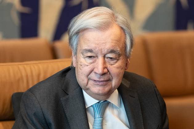 April 28, 2026, Bronx, New York, USA: Secretary-General meets with the Mayors for Peace Delegation Kazumi Matsui of Hiroshima and Shiro Suzuki of Nagasaki at UN Headquarters in New York, NY on April 28, 2026. Bronx USA - ZUMAr339 20260428_znp_r339_068 Copyright: xLevxRadinx