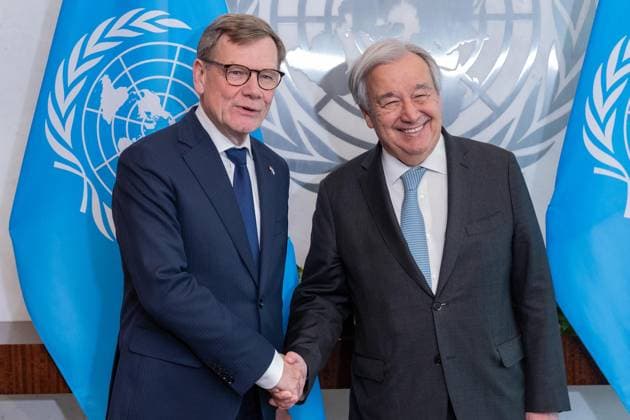 April 28, 2026, Bronx, New York, USA: Secretary-General Antonio Guterres meets with Johann Wadephul, Federal Minister for Foreign Affairs of Germany at UN Headquarters in New York, NY on April 28, 2026. Bronx USA - ZUMAr339 20260428_znp_r339_082 Copyright: xLevxRadinx