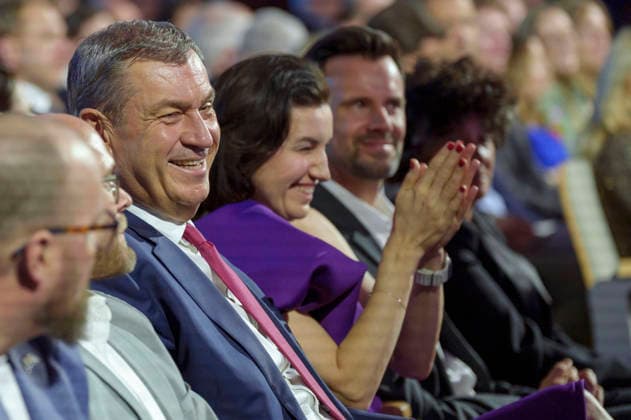 Markus Söder und Dorothee Bär bei der Verleihung des Deutschen Computerspielpreises 2026 im Herkulessaal der Residenz. München, 29.04.2026