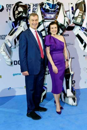 Markus Söder und Dorothee Bär bei der Verleihung des Deutschen Computerspielpreises 2026 im Herkulessaal der Residenz. München, 29.04.2026