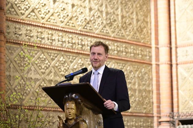 Michael Kretschmer beim Gottesdienst: Singegottesdienst, Kantate zur Einführung von Kreiskantor Fabian Kiupel in der Lutherkirche. Görlitz, 03.05.2026 Copyright: xMatthiasxWehnertx
