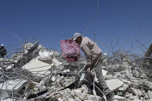 Israeli forces demolish Palestinian home in Hebron-area village Israeli army forces, accompanied by bulldozers, demolish a Palestinian home in the village of al-Deirat, east of Yatta, south of Hebron in the West Bank, on May 4, 2026. The demolition left a family, including children, displaced, as the operation was carried out under military presence that prevented residents from approaching, amid ongoing demolitions in various areas across the West Bank. Photo by Mamoun Wazwaz apaimages Hebron West Bank Palestinian Territory 040526_Hebron_MW_00(48) Copyright: xapaimagesxMamounxWazwazx xapaimagesx