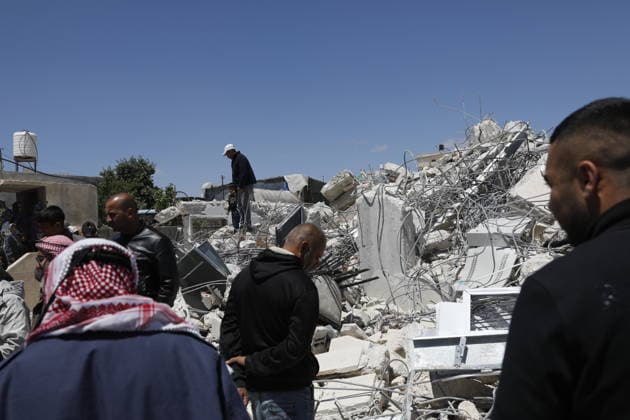 Israeli forces demolish Palestinian home in Hebron-area village Israeli army forces, accompanied by bulldozers, demolish a Palestinian home in the village of al-Deirat, east of Yatta, south of Hebron in the West Bank, on May 4, 2026. The demolition left a family, including children, displaced, as the operation was carried out under military presence that prevented residents from approaching, amid ongoing demolitions in various areas across the West Bank. Photo by Mamoun Wazwaz apaimages Hebron West Bank Palestinian Territory 040526_Hebron_MW_00(49) Copyright: xapaimagesxMamounxWazwazx xapaimagesx