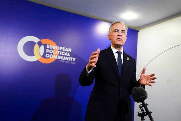 May 4, 2026, Yerevan, Armenia: Prime Minister Mark Carney talks to reporters during the 8th European Political Community Summit in Yerevan, Armenia, on Monday, May 4, 2026. Yerevan Armenia  - ZUMAc35_ 20260504_zaf_c35_030 Copyright: xSeanxKilpatrickx