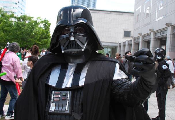 A Star Wars fan dressed pose for camera during the event Star Wars Day in Yokohama, Kanagawa-Prefecture, Japan on Sunday, May 4, 2026.  TKP2026050403 KEIZOxMORI