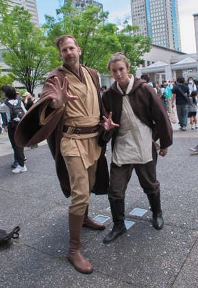 A Star Wars fan dressed pose for camera during the event Star Wars Day in Yokohama, Kanagawa-Prefecture, Japan on Sunday, May 4, 2026.  TKP2026050405 KEIZOxMORI