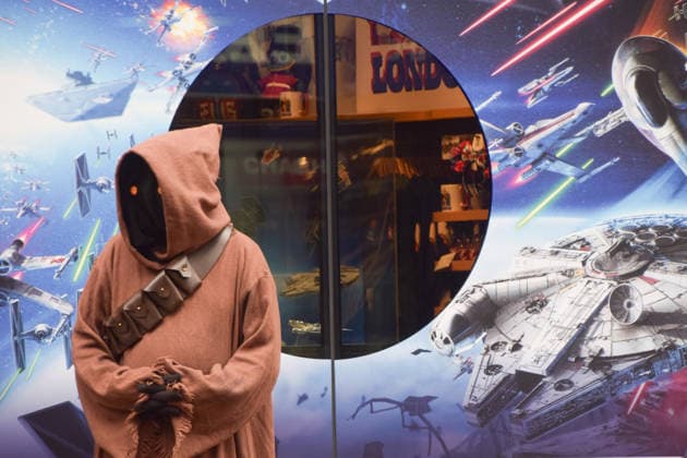 May 4, 2026, London, England, United Kingdom: A performer wearing a Jawa costume stands outside the Disney store on Oxford Street on Star Wars Day. The beloved sci-fi franchise is celebrated each year on May 4th, a pun on the famous phrase May The Force Be With You. London United Kingdom - ZUMAv130 20260504_zip_v130_012 Copyright: xVukxValcicx