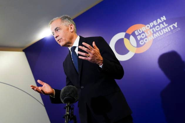 May 4, 2026, Yerevan, Armenia: Prime Minister Mark Carney talks to reporters during the 8th European Political Community Summit in Yerevan, Armenia on Monday, May 4, 2026. Yerevan Armenia  - ZUMAc35_ 20260504_zaf_c35_065 Copyright: xSeanxKilpatrickx