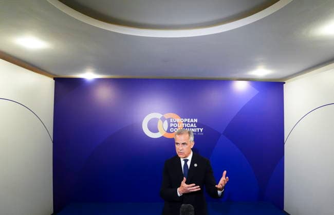 May 4, 2026, Yerevan, Armenia: Prime Minister Mark Carney talks to reporters during the 8th European Political Community Summit in Yerevan, Armenia on Monday, May 4, 2026. Yerevan Armenia  - ZUMAc35_ 20260504_zaf_c35_068 Copyright: xSeanxKilpatrickx