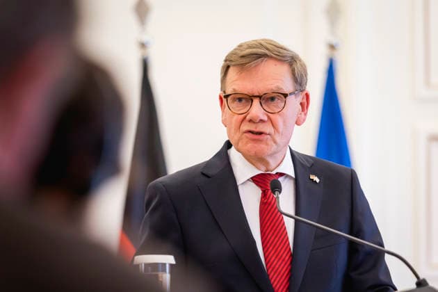 Johann Wadephul (CDU), Bundesaussenminister, aufgenommen im Rahmen einer Pressekonferenz in Athen, 04.05.2026. Fotografiert im Auftrag des Auswaertigen Amtes Athen Griechenland Copyright: xJulianexSonntag AAx