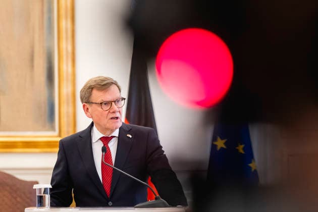 Johann Wadephul (CDU), Bundesaussenminister, aufgenommen im Rahmen einer Pressekonferenz in Athen, 04.05.2026. Fotografiert im Auftrag des Auswaertigen Amtes Athen Griechenland Copyright: xJulianexSonntag AAx