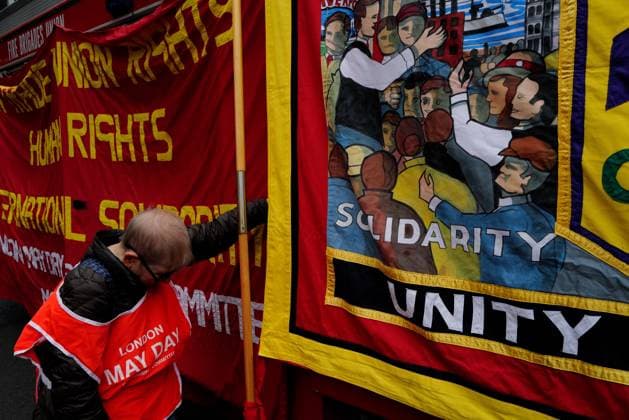 London Hosts Annual May Day March and Rally People gather in London for the annual May Day March and Rally on the Early May bank holiday, Monday, 4 May 2026. London England United Kingdom Copyright: xJoaoxDanielxPereirax