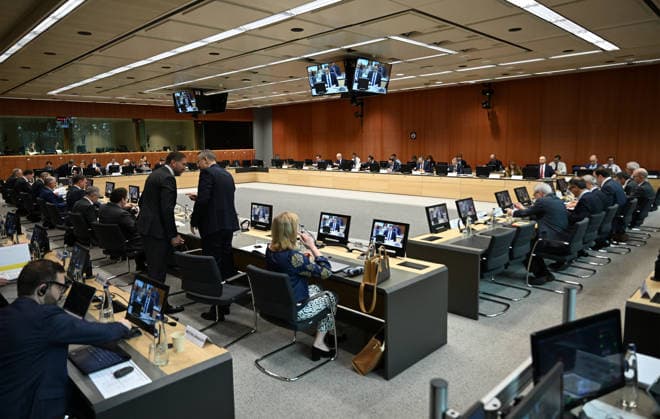 Eurozone Finance Ministers Meeting BRUSSELS, BELGIUM - MAY 4: Economy and Finance Ministers of the Eurozone gathered to attend the Eurozone Finance Ministers Meeting in Brussels, Belgium, on May 4, 2026. Dursun Aydemir Anadolu Brussels Belgium. Editorial use only. Please get in touch for any other usage.  Copyright: x2026xAnadoluxDursunxAydemirx