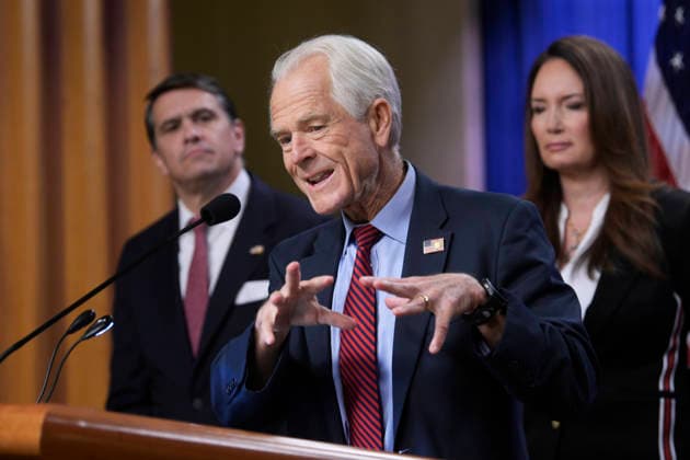 May 4, 2026, Washington, Distric Of Columbia, USA: Acting U.S. Attorney General Todd Blanche and White House office of Trade And Manufacturing Policy Director Peter Navarro speak about antitrust investigations and meat packers during a press conference, today on May 04, 2026 at Briefing Room DOJ in Washington DC, USA. Washington USA - ZUMAn298 20260504_znp_n298_003 Copyright: xLeninxNollyx