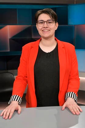 Clara Schlagowski in der ARD-Talkshow hart aber fair im Studio Adlershof. Berlin, 05.04.2026