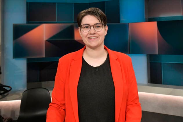 Clara Schlagowski in der ARD-Talkshow hart aber fair im Studio Adlershof. Berlin, 05.04.2026
