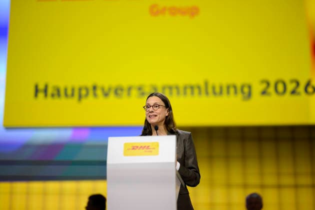 Katrin Suder (Aufsichtsratsvorsitzende) eröffnet die HPV. Ordentliche Hauptversammlung der Deutsche Post AG, am 05.05.2026 in Bonn Deutschland. @ World Conference Center