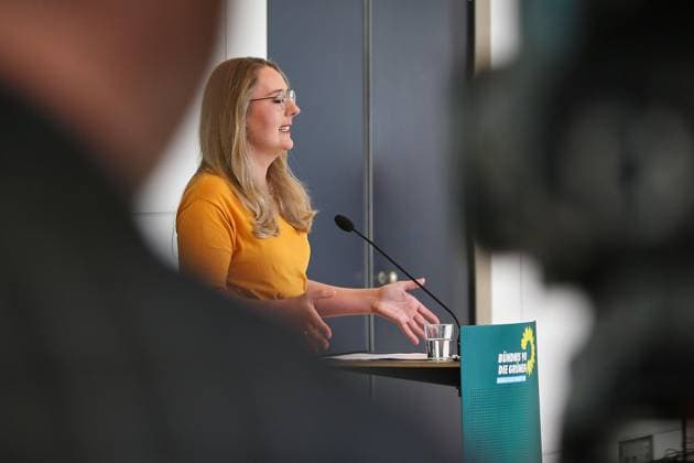 Berlin, Deutschland, 05.05.2026: Deutscher Bundestag: Grünen-Fraktionssitzung: Katharina Dröge, Grüne, gibt ein Statement Copyright: xdtsxNachrichtenagenturx dts_117720