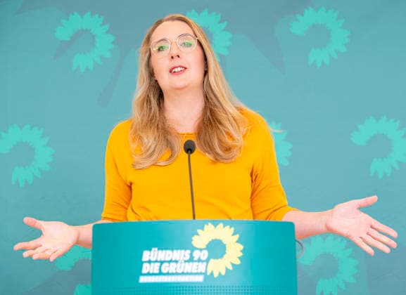 Katharina Dröge EUR, Deutschland, Berlin, 05.05.2026: Pressestatement von Katharina Dröge Vorsitzende der Bundestagsfraktion B90 Die Grünen vor der Fraktionssitzung im Deutschen Bundestag.