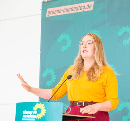 Katharina Dröge EUR, Deutschland, Berlin, 05.05.2026: Pressestatement von Katharina Dröge Vorsitzende der Bundestagsfraktion B90 Die Grünen vor der Fraktionssitzung im Deutschen Bundestag.