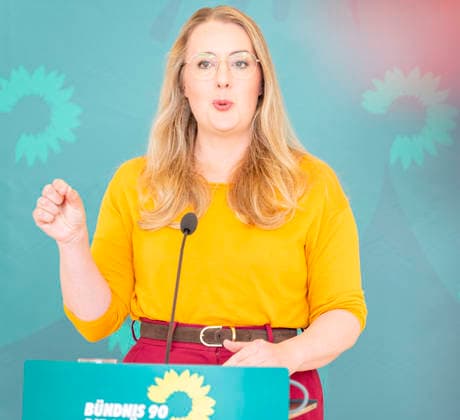 Katharina Dröge EUR, Deutschland, Berlin, 05.05.2026: Pressestatement von Katharina Dröge Vorsitzende der Bundestagsfraktion B90 Die Grünen vor der Fraktionssitzung im Deutschen Bundestag.