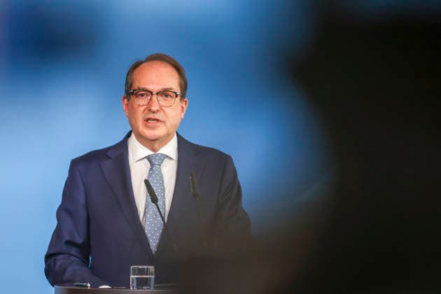 Bundesminister Alexander Dobrindt hat vor einem Jahr das Amt des Bundesinnenministers übernommen. Im Rahmen einer Pressekonferenz bilanziert er seine Amtszeit und gibt einen Ausblick auf anstehende Vorhaben. Bundesministerium des Innern in Berlin am 05.05.2026 in Berlin¨ Alexander Dobrindt zieht auf einer PK Bilanz seiner einjährigen Amtszeit
