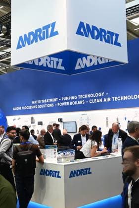 Die IFAT Munich 2026 ist die weltweit führende Fachmesse für Wasser-, Abwasser-, Abfall- und Rohstoffwirtschaft. Die Messe findet alle zwei Jahre auf dem Messegelände in München - Riem statt. Foto: Messestand der Andritz AG