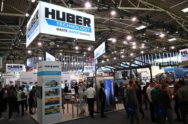 Die IFAT Munich 2026 ist die weltweit führende Fachmesse für Wasser-, Abwasser-, Abfall- und Rohstoffwirtschaft. Die Messe findet alle zwei Jahre auf dem Messegelände in München - Riem statt. Foto: Messestand Huber Technology SE