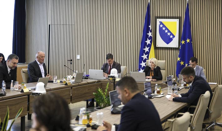 Session of the Council of Ministers of Bosnia and Herzegovina SARAJEVO, BOSNIA AND HERZEGOVINA - MAY 5: The Council of Ministers of Bosnia and Herzegovina convenes for a session in Sarajevo, Bosnia and Herzegovina, on May 5, 2026. Samir Jordamovic Anadolu Sarajevo Bosnia and Herzegovina. Editorial use only. Please get in touch for any other usage.  Copyright: x2026xAnadoluxSamirxJordamovicx
