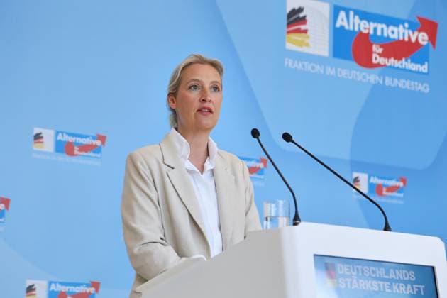 Berlin, Deutschland, 05.05.2026: Deutscher Bundestag: AfD-Fraktionssitzung: Alice Weidel, AfD, gibt ein Pressestatement Copyright: xdtsxNachrichtenagenturx dts_117795