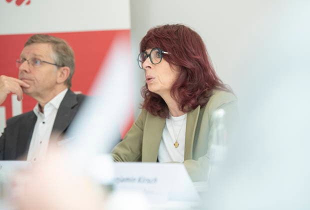 Jahrespressekonferenz 2026 des Sparkassenverbandes Saar am Dienstag (05.05.2026) in Saarbrücken. Im Bild: Cornelia Hoffmann-Bethscheider, die Präsidentin des Sparkassenverbandes Saar.