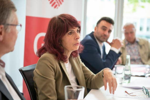 Jahrespressekonferenz 2026 des Sparkassenverbandes Saar am Dienstag (05.05.2026) in Saarbrücken. Im Bild: Cornelia Hoffmann-Bethscheider, die Präsidentin des Sparkassenverbandes Saar.