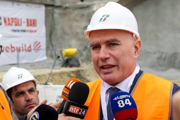 Breakthrough Achieved at Rocchetta Tunnel on Naples Bari Line The breakthrough of the final tunnel face in the Rocchetta Tunnel on the Apice Hirpinia section of the new Naples Bari high-speed and high-capacity line in Apice, Benevento on March, 5 2026. In photo Aldo Isi Chief Executive Officer and General Manager of RFI ABP16345 Copyright: xAntonioxBalascox