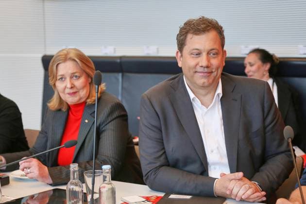 Berlin, Deutschland, 05.05.2026: Deutscher Bundestag: SPD-Fraktionssitzung: Bundesministerin für Arbeit und Soziales Bärbel Bas (SPD) und Bundesminister der Finanzen Lars Klingbeil (SPD) Copyright: xdtsxNachrichtenagenturx dts_117739