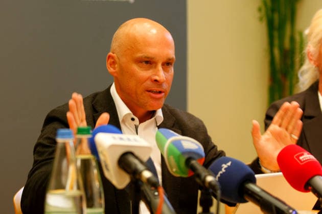 Erfurt, 05.05.2026 Andreas Horn, Oberbürgermeister, beim Pressegespräch anlässlich des AfD-Bundesparteitags in Erfurtvom 3. bis 5. Juli 2026 findet in Erfurt der Bundesparteitag der AfD statt. Zum aktuellen Zeitpunkt sind neun Gegendemonstrationen angemeldet, außerdem finden sowohl am Freitag- als auch am Samstagabend Konzerte auf dem Domplatz statt. Daraus ergeben sich große Herausforderungen, die es bestmöglich zu lösen gilt. Thüringen deutschland Copyright: xMarioxGentzelx