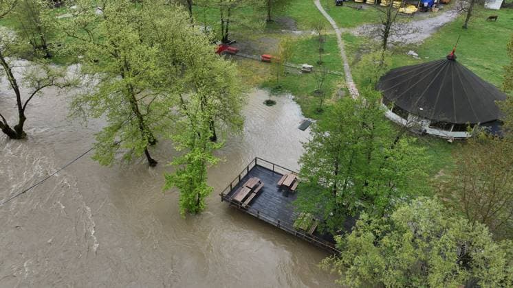 Flooding hits northwestern Turkiye after days of heavy rain DUZCE, TURKIYE - MAY 05: An aerial view shows flooded agricultural land and businesses after heavy rainfall caused the Melen River to overflow in Cumayeri, Duzce, Turkiye, on May 05, 2026. Intermittent downpours lasting four days led to flooding in the Dokuzdegirmen area, affecting farmland and local enterprises. Omer Urer Anadolu Duzce Turkey. Editorial use only. Please get in touch for any other usage.  Copyright: x2026xAnadoluxOmerxUrerx