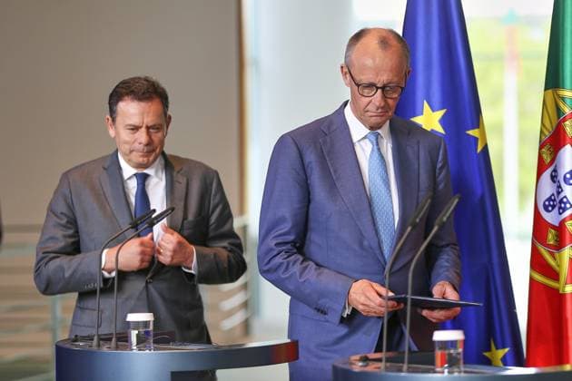 Berlin, Deutschland, 05.05.2026: Bundeskanzleramt: Empfang des portugiesischen Regierungschefs: Luis Montenegro und der deutsche Bundeskanzler Friedrich Merz (CDU) Copyright: xdtsxNachrichtenagenturx dts_117871
