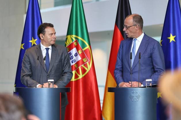 Berlin, Deutschland, 05.05.2026: Bundeskanzleramt: Empfang des portugiesischen Regierungschefs: Luis Montenegro und der deutsche Bundeskanzler Friedrich Merz (CDU) Copyright: xdtsxNachrichtenagenturx dts_117868
