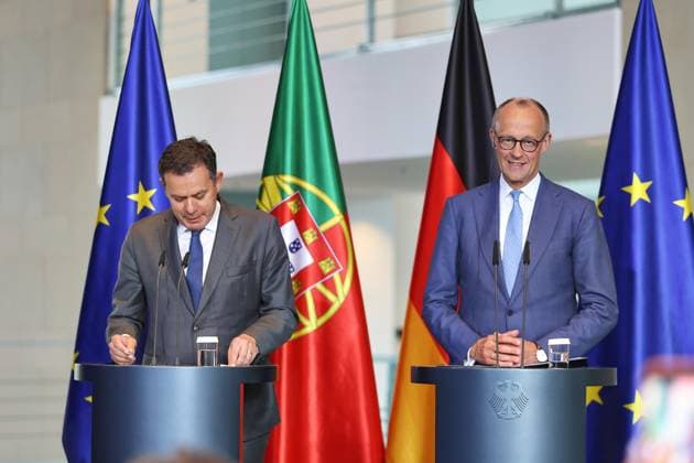 Berlin, Deutschland, 05.05.2026: Bundeskanzleramt: Empfang des portugiesischen Regierungschefs: Luis Montenegro und der deutsche Bundeskanzler Friedrich Merz (CDU) Copyright: xdtsxNachrichtenagenturx dts_117875