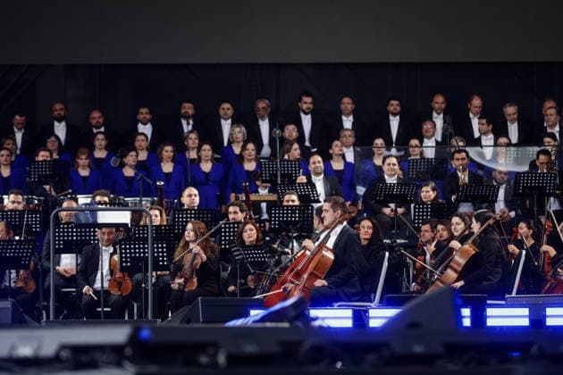 ARMENIA, GYUMRI - MAY 5, 2026: A concert titled Musical Bridge: Armenia - France takes place in Vardanants Square to mark friendship between the two countries. Alexander Patrin TASS  92081412