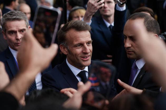 ARMENIA, GYUMRI - MAY 5, 2026: Emmanuel Macron, President of France, emerges ahead of a concert titled Musical Bridge: Armenia - France and held in Vardanants Square to mark friendship between the two countries Gyumri Armenia  - ZUMAt113 20260505_zaa_t113_309 Copyright: xAlexanderxPatrinx