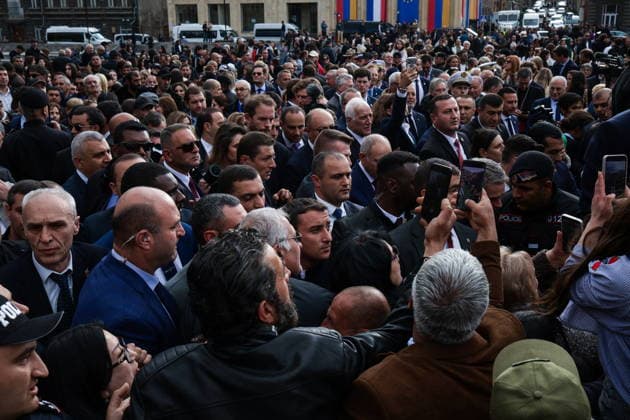 ARMENIA, GYUMRI - MAY 5, 2026: Spectators gather for a concert titled Musical Bridge: Armenia - France and held in Vardanants Square to mark friendship between the two countries. Alexander Patrin TASS  92082450