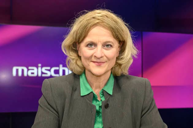 v.l.: Kristina Dunz (RND), GER, Berlin, Studio, zu Gast bei Maischberger, politische Talkshow, TV, Format, mit Moderatorin Sandra Maischberger, Das Erste, aus Adlershof Am Studio 20, 05. Mai 2026, Copyright: HMBxMedia UwexKoch