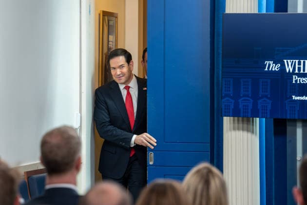 May 5, 2026, Washington, Dc, United States: Secretary of State Marco Rubio hosts the White House press briefing on May 5, 2026. Rubio is taking the place of White House Press Secretary Karoline Leavitt who is on maternity leave. Washington United States  - ZUMAl312 20260505_znp_l312_027 Copyright: xAndrewxLeydenx