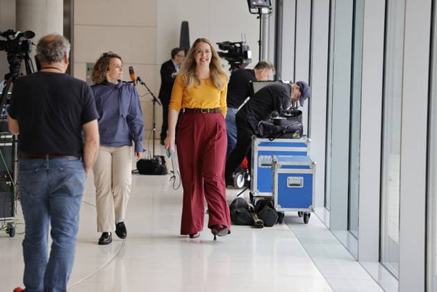 Deutschland, Berlin, Reichstag, Bundestagsfraktion Bündnis 90 Die Grünen, Fraktionssitzung und Statement mit Katharina Dröge