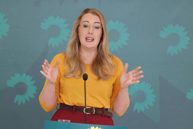 Deutschland, Berlin, Reichstag, Bundestagsfraktion Bündnis 90 Die Grünen, Fraktionssitzung und Statement mit Katharina Dröge