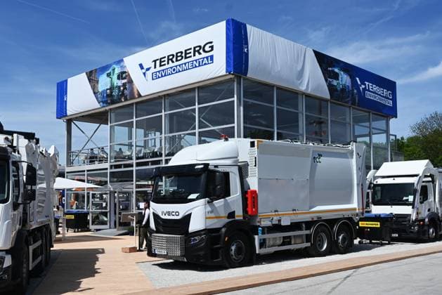 Die IFAT Munich 2026 ist die weltweit führende Fachmesse für Wasser-, Abwasser-, Abfall- und Rohstoffwirtschaft. Die Messe findet alle zwei Jahre auf dem Messegelände in München - Riem statt. Foto: Iveco Müll-Lastwagen der Terberg HS GmbH, Terberg Environmental
