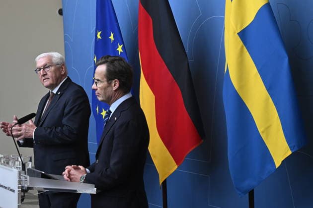 Swedish Prime Minister Ulf Kristersson and German Federal President Frank Walter Steinmeier hold a press conference at the Rosenbad Press Centre in Stockholm 6th May 2026 STOCKHOLM SWEDEN x10080x  Copyright: xFredrikxSandberg TTx SWEDENS PRIME MINISTER AND PRESIDENT OF GERMANY coCsNdr7kbc